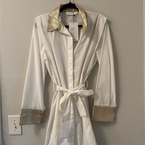 Touche Elegant White Robe with Gold Trim